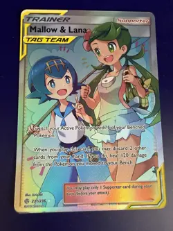 Mallow & Lana - 231/236 - Pokemon Cosmic Eclipse Sun & Moon Full Art Card - Image 1