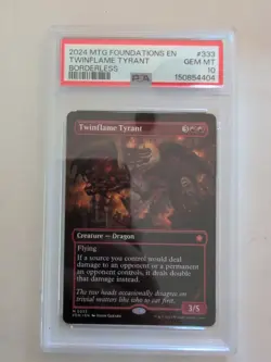 MTG Twinflame Tyrant (Borderless) Foundations PSA 10 - Image 1