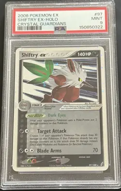2006 POKEMON EX CRYSTAL GUARDIANS SHIFTRY EX #97/100 ULTRA RARE HOLO PSA 9 E2 - Image 1