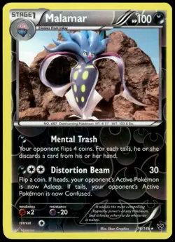 Malamar 76/146 XY Reverse Holo Rare MP Pokemon 2014 - Image 1