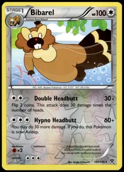 Bibarel 107/146 XY Reverse Holo Rare LP Pokemon 2014 - Image 1