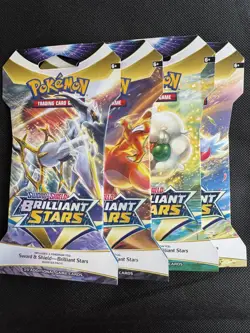 Pokemon Brilliant Stars 4 Booster Sleeved Blister Pokemon Art Set Sword Shield - Image 1