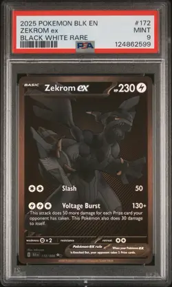 Pokemon TCG - 172/086 Zekrom Ex - Black Bolt - PSA 9 - Image 1