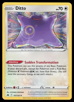 Ditto 107/159 Holo Rare Pokemon 2023 Crown Zenith NM - Image 1