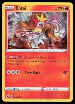 Entei 021/159 Holo Rare Pokemon 2023 Crown Zenith NM - Image 1