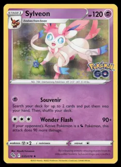 Sylveon 035/078 Holo Rare Pokemon 2022 Pokemon GO NM - Image 1