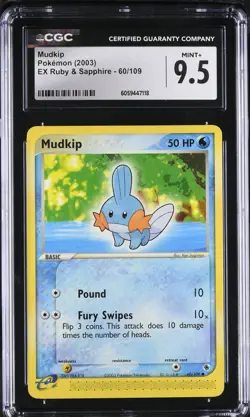 CGC 9.5 Mudkip 60/109 EX Ruby & Sapphire 2003 Pokemon Card - Image 1