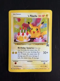 Birthday Pikachu #24 Black Star Promo Pokemon Card - WOTC 1999 - LP/MP - Image 1