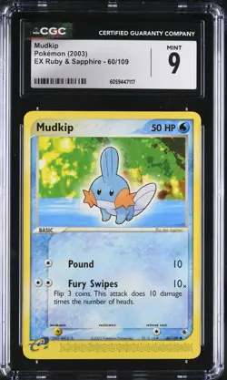 CGC 9 Mudkip 60/109 EX Ruby & Sapphire 2003 Pokemon Card - Image 1