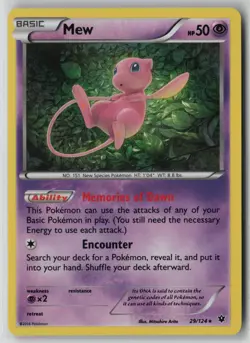 Mew 29/124 Pokemon TCG Card XY Fates Collide Holo Rare 2016 (Near Mint) NM 1 - Image 1