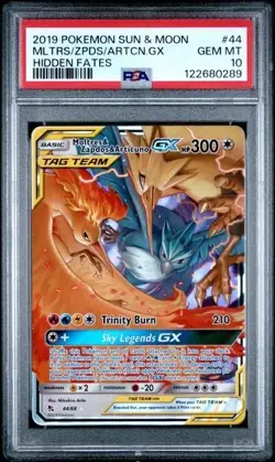 MOLTRES ZAPDOS ARTICUNO GX #44/68 PSA 10 Holo Card Hidden Fates Pokemon 0289 - Image 1