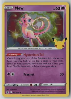 Mew 011/025 Pokemon TCG Card Celebrations Holo Rare 25th Anni (Near Mint) NM 1 - Image 1