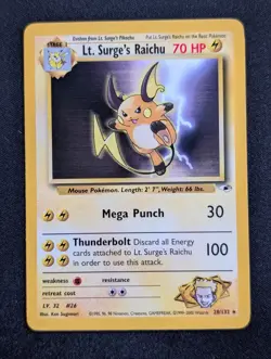 Lt. Surge's Raichu 28/132 Gym Heroes Pokemon NM Unlimited - Image 1
