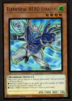 Yugioh Elemental Hero Stratos MAGO-EN004 Premium Gold Rare 1st Ed - NM - Image 1
