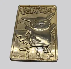 Pokemon 1999 Pikachu Gold-Plated Metal Collectible Card By Nintendo - Image 2