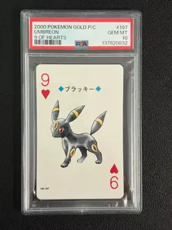 2000 POKEMON GOLD VERSION PLAYING CARDS 9 OF HEARTS #197 UMBREON PSA 10 - Image 3