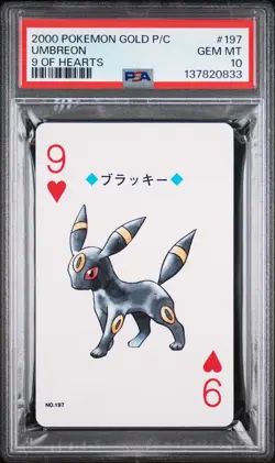 2000 POKEMON GOLD VERSION PLAYING CARDS 9 OF HEARTS #197 UMBREON PSA 10 - Image 5