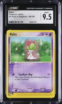 CGC 9.5 Ralts 66/109 EX Ruby & Sapphire 2003 Pokemon Card - Image 1