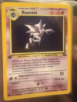 1999 Pokemon TCG Haunter 6/62 First Edition Fossil Holo Error - Image 2
