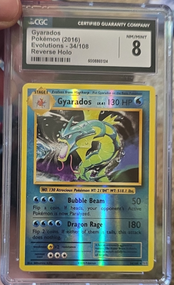 Gyarados CGC 8 2016 Evolutions 34/108 Reverse Holo HP 130 EN - Image 1
