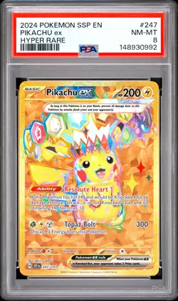 2024 Pokemon Surging Sparks 247 Pikachu ex Hyper Rare PSA 8 148930992 - Image 1