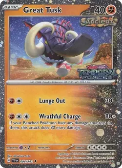 Great Tusk 096/162 Stamped Cosmos Holo 2024 Pokemon Temporal Forces Promo NM - Image 1