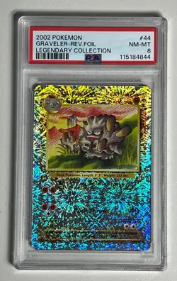 2002 Pokemon Legendary Collection- GRAVELER #44 FIRECRACKER REVERSE HOLO- PSA 8 - Image 2