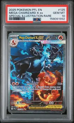 2025 POKEMON PFL EN-PHANTASMAL FLAMES #125 MEGA CHARIZARD X EX PSA 10 - Image 1