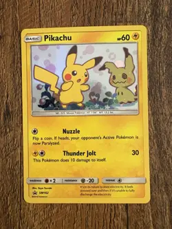 Pokemon TCG Pikachu Mimikyu SM162 Sun and Moon Promo Holo ENG 2019 LP - Image 1