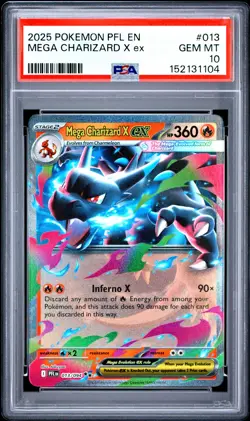 2025 POKEMON PFL EN-PHANTASMAL FLAMES #013 MEGA CHARIZARD X EX PSA 10 - Image 1