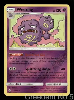 Weezing 74/214 Rare Unbroken Bonds Pokemon Reverse Holo Near Mint - Image 1