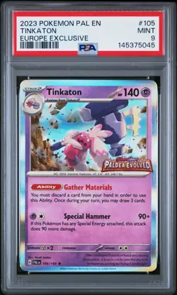 2023 Pokemon Pal En-Paldea Evolved 105 Tinkaton Europe Exclusive PSA 9 - Image 1