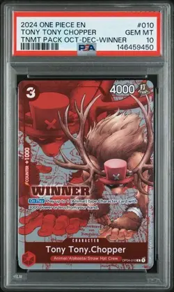 2024 One Piece Tony Tony.Chopper TNMT Pack Oct-Dec-Winner PSA 10 OP04-010 GEM - Image 1