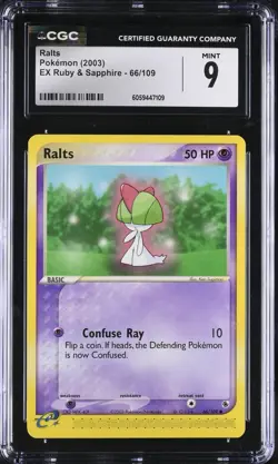 CGC 9 Ralts 66/109 EX Ruby & Sapphire 2003 Pokemon Card - Image 1