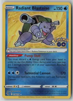 Radiant Blastoise 018/078 Pokemon TCG Card Pokemon GO Holo Rare (Near Mint) NM 1 - Image 1