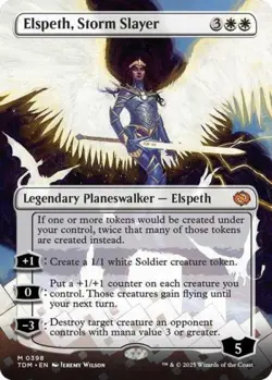 MTG English Elspeth, Storm Slayer (Borderless) NM Normal Tarkir: Dragonstorm - Image 1