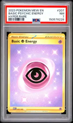 2023 POKEMON MEW EN-151 HYPER RARE #207 BASIC PSYCHIC ENERGY PSA 7 - Image 1
