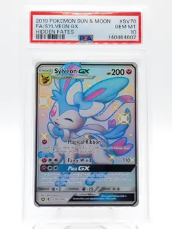 SYLVEON GX 2019 POKEMON HIDDEN FATES FULL ART #SV76 PSA 10 Q0895 - Image 1