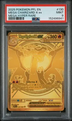 2025 POKEMON PHANTASMAL FLAMES MEGA HYPER RARE #130 MEGA CHARIZARD X EX PSA 9 - Image 1