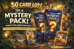 Pokemon 50 Card Lot Mystery Pack – NOW Holo Guaranteed AND EX/V – NM - Image 1
