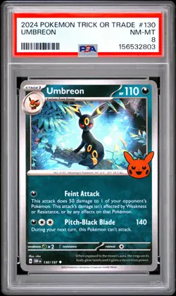 2024 POKEMON TRICK OR TRADE #130 UMBREON PSA 8 - Image 1