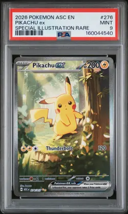 2026 POKEMON ASCENDED HEROES SPECIAL ILLUSTRATION RARE #276 PIKACHU EX PSA 9 - Image 1