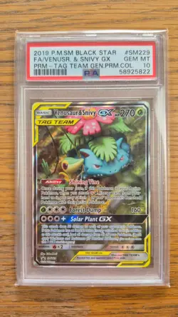 Pokemon - PSA 10 - Venusaur & Snivy GX - SM229 - Sun & Moon - Tag Team - Image 1