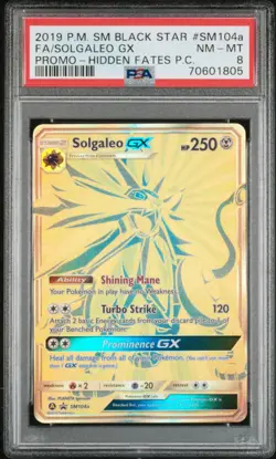 PSA 8 NM-MT Solgaleo GX SM104a Black Star Promos Gold Holo Pokemon 2019 - Image 3