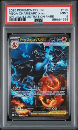 2025 POKEMON PFL SPECIAL ILLUSTRATION RARE #125 MEGA CHARIZARD X EX PSA 9 - Image 1