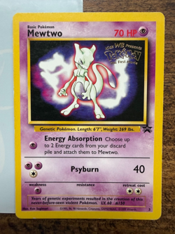 1999 POKEMON TCG BLACK STAR MEWTWO #3, MOVIE PROMO CARD, Nintendo, WOTC - Image 1