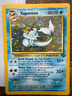 Vintage Pokemon TCG Jungle Holographic Vaporeon; 12/64 - Rare, MP/HP - Image 1