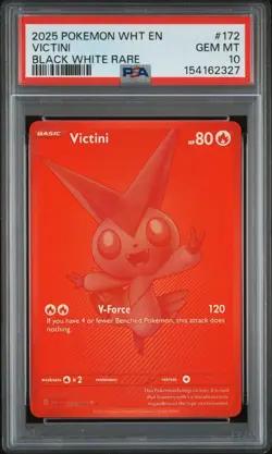 2025 POKEMON WHT EN-WHITE FLARE BLACK WHITE RARE #172 VICTINI PSA 10 - Image 1