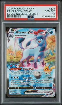 POKEMON GLACEON VMAX 2021 SWORD & SHIELD EVOLVING SKIES #209 FA PSA 10 - Image 1