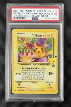 PSA 10 Pokemon TCG Birthday Pikachu Card #24 Celebrations Classic Collection - Image 1